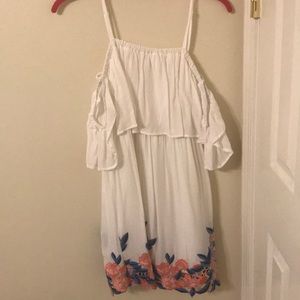 White embroidered off the shoulder dress